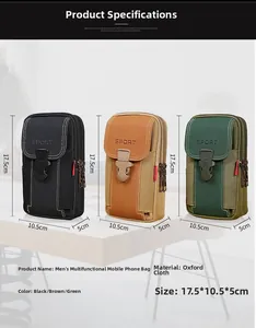 Three colors of Oxford cloth phone pouches with Sport logo and metal zippers