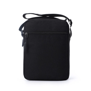 Men's lightweight black crossbody shoulder bag with adjustable strap for outdoor travel