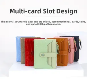 Detail of multi-card slot design showing internal capacity of the faux leather wallet