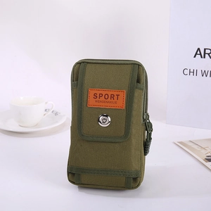 Pochette de ceinture tactique pour homme en toile vert olive avec passant et logo sport