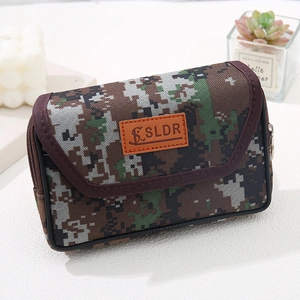 Men Tactical Digital Camouflage Waist Bag PU Leather Nylon Outdoor Sports Belt Phone Pouch Multipurpose Anti Theft Storage Bag