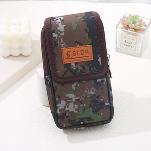 Tactical canvas phone holster with camouflage pattern and belt loop for outdoor sports
