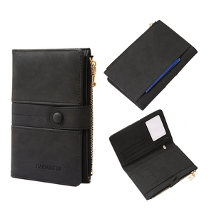 Three views showing the multi-slot interior and RFID black leather passport holder details