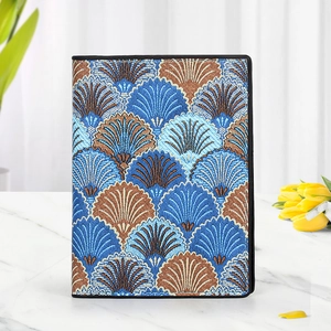 Women Short Multi-Card Slot PU Leather Wallet Retro Geometric Fan Pattern Small Clutch Card Holder Travel Passport Case