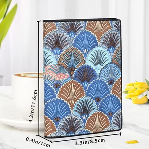 Detail showing jacquard wallet dimensions 11.6cm x 8.5cm with blue geometric pattern