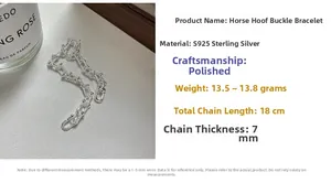 Detailed view of S925 sterling silver U-shaped horseshoe link bracelet with polished finish