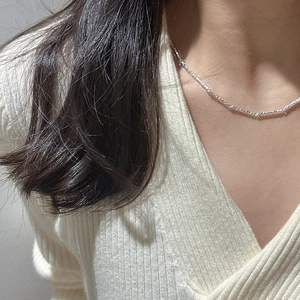 Minimalist S925 sterling silver necklace with textured silver lava pendant for women