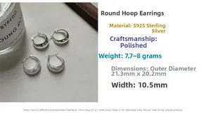 Detail of S925 sterling silver hoop earrings showing brushed and polished finish textures