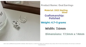 Details von ovalen S925 Sterlingsilber Ohrringen mit Hochglanzoberfläche