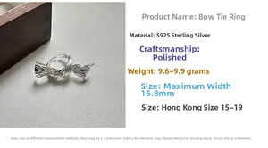 Detailed macro of S925 sterling silver bow ring with polished finish and logo engraving