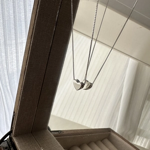 Élégant collier cœur en argent sterling S925 avec pendentif poli et chaîne fine