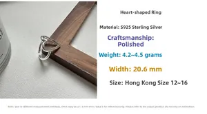 Detailed specs of S925 sterling silver hollow heart ring with size and weight info