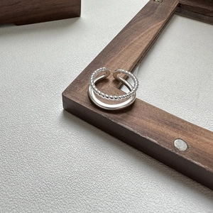 S925 Sterling Silver Double Layer Twist Ring For Women Minimalist Adjustable Retro Geometric Finger Ring Fashion Jewelry Gift