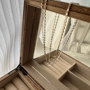 S925 Sterling Silver Minimalist Square Chain Necklace For Women Korean Style Simple Geometric Design Shiny Clavicle Chain Jewelry