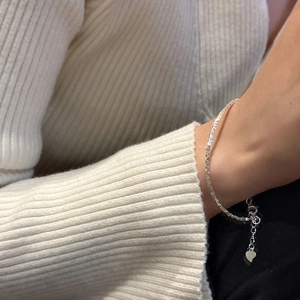 Collier minimaliste en argent sterling S925 avec perles irrégulières et breloque cœur