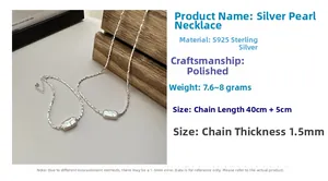 Detailed specs of S925 sterling silver irregular pearl necklace with polished finish
