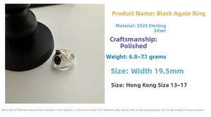 S925 silver ring featuring an oval black onyx inlay with a 19.5mm wide polished surface