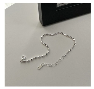 Close-up of S925 sterling silver bead bracelet with lobster clasp and extension chain