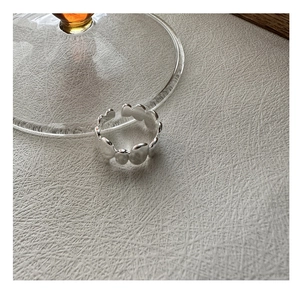 Detailed view of S925 sterling silver adjustable ring with irregular bubble texture