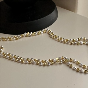 Collier double rang en argent S925 avec perles facettées or et argent et artisanat italien