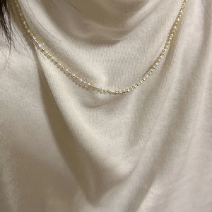 Collier chaîne à boules en argent sterling S925 avec perles or et argent alternées