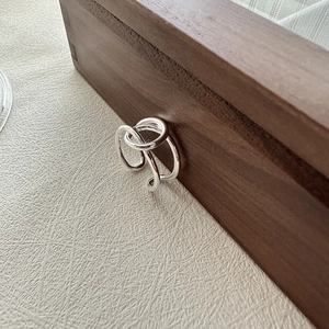 Bague minimaliste en argent sterling S925 avec lignes géométriques multicouches et poli