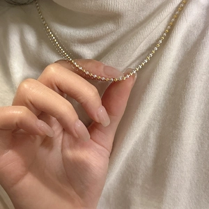 Collier minimaliste en argent sterling S925 avec perles bicolores or et argent