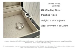Detailed specs of S925 sterling silver U-shaped hoop earrings with dimensions and weight