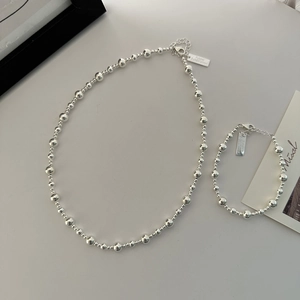 Ensemble bracelet et collier en argent sterling S925 avec pendentif de marque poli