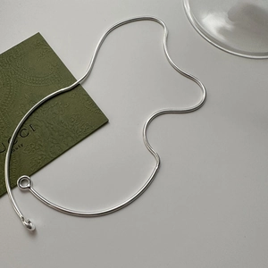 Minimalist S925 sterling silver snake chain necklace with sleek buckle design