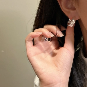 Minimalist S925 sterling silver earrings and ring set with artistic wrinkled texture