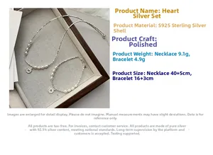 Détails du coffret bijoux cœur en argent sterling S925 avec collier et bracelet
