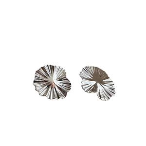 Elegant S925 sterling silver floral earrings with 3D textured petal design in silver