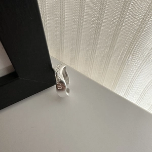 Minimalist 925 sterling silver open ring with matte finish and freedom engraving