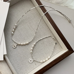 Collier Et Bracelet Pendentif Coeur En Künstliche Perle Argent Sterling 925 Bijoux Rétro Français Minimaliste Pour Femmes