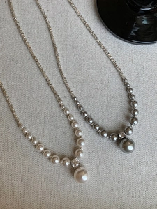 925 Sterling Silver Artificial Pearl Necklace Gradient Beads Pendant Zircon Korean Elegant Minimalist Jewelry For Women