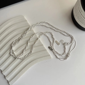 Minimalist 925 Sterling Silver Double Layer Necklace For Women Bead Snake Bone Chain Wrap Choker Jewelry Gift
