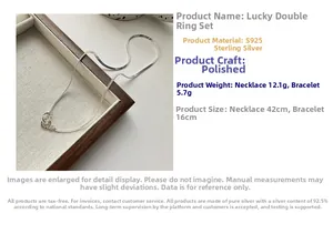 Detailed specs of S925 sterling silver interlocking double ring necklace and bracelet set