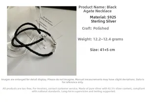 Detail of 925 sterling silver black onyx necklace showing polished craft and 41+5cm chain length