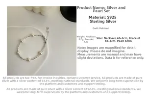 Détails de l'ensemble collier et bracelet en argent S925 avec perles d'eau douce 6mm