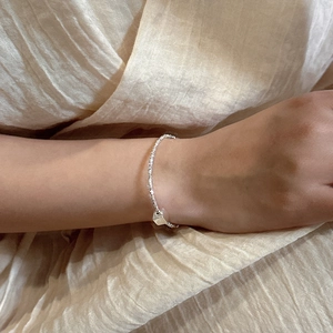 Bracelet minimaliste en argent sterling S925 avec pendentif carré poli sur fine chaîne