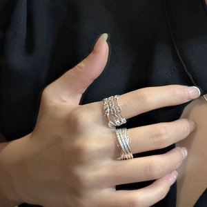 925 sterling silver triple-layer piggy nose ring set shown on hand with minimalist style