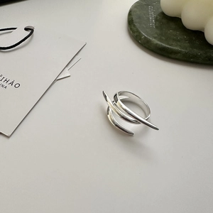 Minimalist 925 sterling silver multi-layer spiral ring with sharp spiked modern design