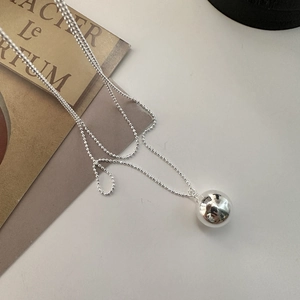 Collier minimaliste en argent sterling 925 avec pendentif boule et chaîne à perles