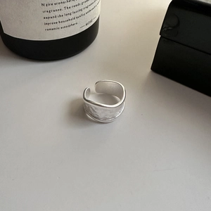 Minimalist S925 sterling silver open ring with unique irregular hammered texture finish
