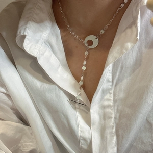 Collier minimaliste en argent sterling S925 avec chaîne à paillettes et fermoir OT