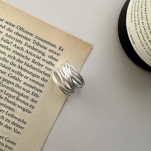 Minimalist S925 sterling silver multilayer intertwined ring with a matte wide open design