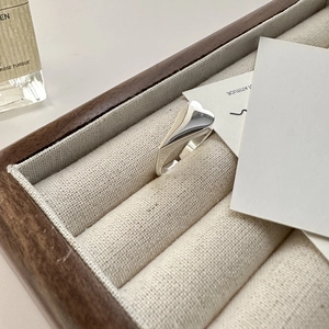 Minimalist S925 sterling silver heart ring with adjustable open band in a gift box