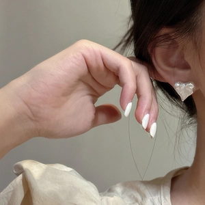 S925 sterling silver heart stud earrings with irregular texture for women in silver color