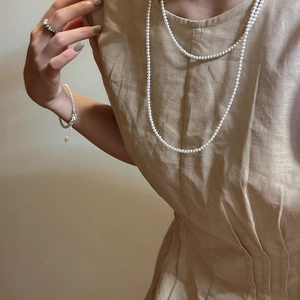 Minimalist Artificial Pearl Clavicle Chain Necklace And Bracelet With 925 Sterling Silver Korean Elegant Layering Jewelry For Women